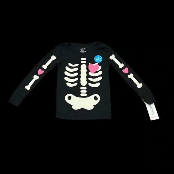 Carters Halloween Baby Infant Girls‎ Skeleton Pajama Set Size 12-24 Months Black - Picture 3 of 12